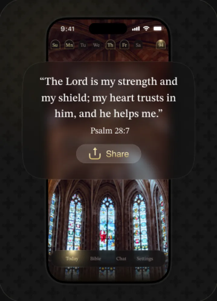 The Vitrail today screen with the verse of the day
